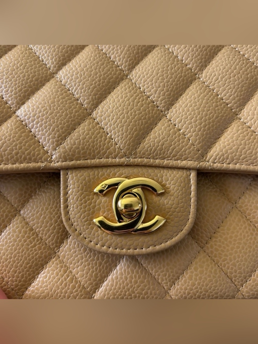 🦄 Vintage Chanel Classic Flap Dark Beige Caviar 24K Gold Hardware - Picture 6 of 9